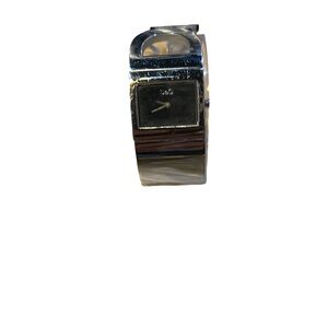 Dolce & Gabbana Silver Tone Bangle Watch with Black Dial